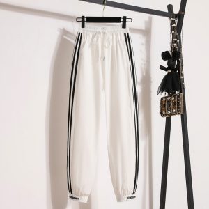 Summer New Quick Drying Pants Women's Ultra Thin Contrast Track Pants
